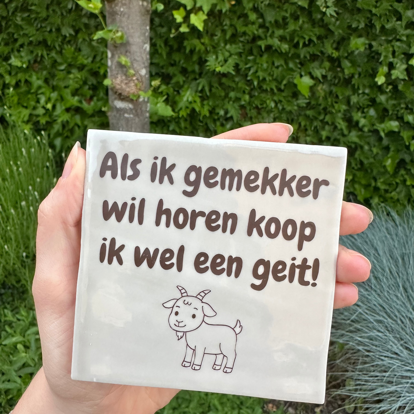 Als ik gemekker wil horen koop ik wel een geit! - Actie: 2+1 gratis op alle tegeltjes